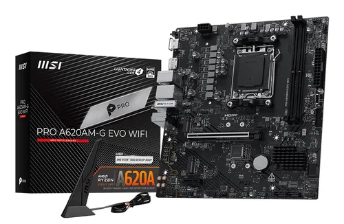 MSI PRO A620AM-G EVO WIFI AMD A620 Micro-ATX WiFi 6E 