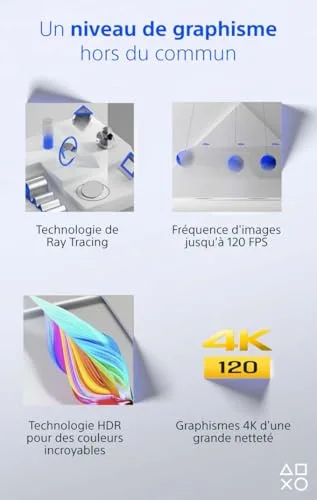 Pack PS5 Standard (avec lecteur CD) : Console PlayStation 5 (Modèle Slim) + 2ème manette DualSense Blanche - vue 4