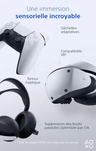 Pack PS5 Standard (avec lecteur CD) : Console PlayStation 5 (Modèle Slim) + 2ème manette DualSense Blanche - vue 5