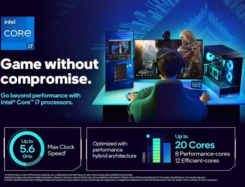 Processeur Intel Core i7-14700KF 20 Cœurs 3,4 GHz Base 5,6 GHz Turbo Overclocking LGA1700 - vue 5