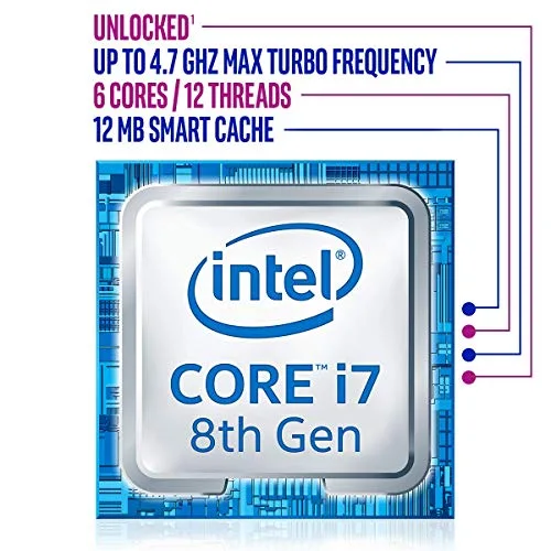 Processeur Intel Core i7-8700K - Socket LGA 1151 - 6 coeurs - 370GHz - vue 3