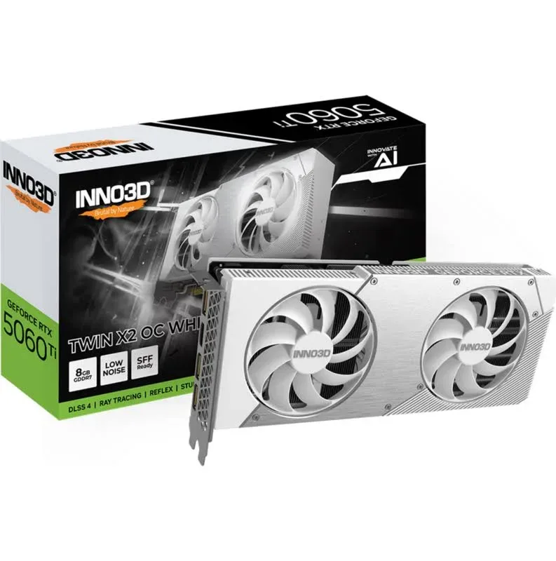 INNO3D GeForce RTX 5060 Ti TWIN X2 OC 8 Go GDDR7 Reflex 2 RTX Blanc