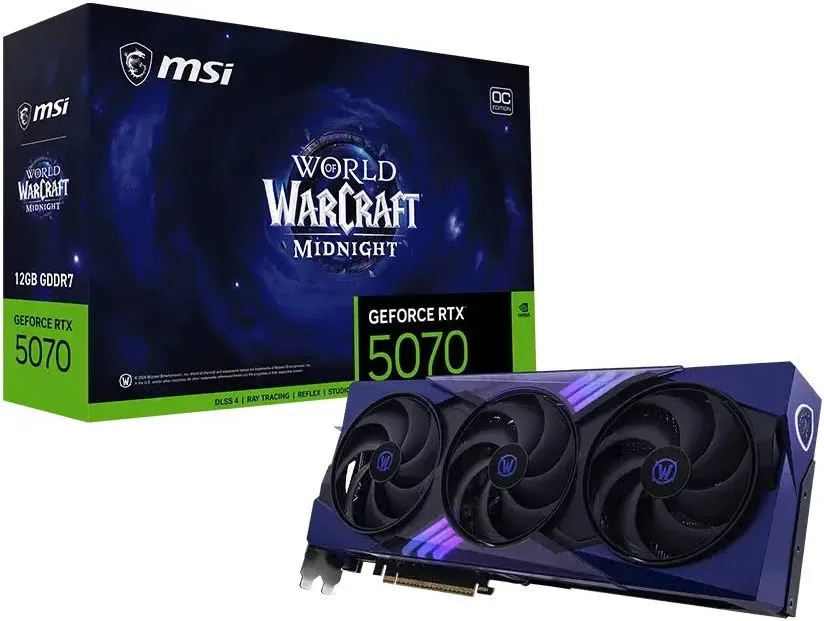 MSI GeForce RTX 5070 12G GDDR7 World of Warcraft MIDNIGHT VOID EDITION OC Reflex 2 RTX 
