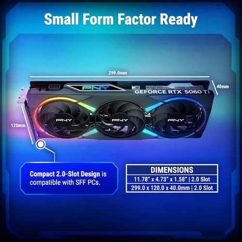PNY - Carte graphique - GeForce RTX™ 5060 Ti - 16GB - ARGB Overclocked Triple Fan DLSS 4 - vue 4