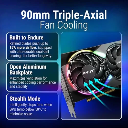 PNY - Carte graphique - GeForce RTX™ 5060 Ti - 16GB - ARGB Overclocked Triple Fan DLSS 4 - vue 5