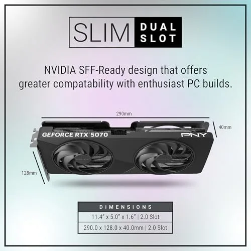 PNY - Carte graphique - NVIDIA Blackwell - GeForce RTX 5070 SLIM OC Dual Fan - 12 Go - vue 3