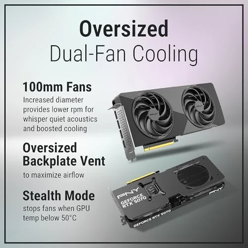 PNY - Carte graphique - NVIDIA Blackwell - GeForce RTX 5070 SLIM OC Dual Fan - 12 Go - vue 4