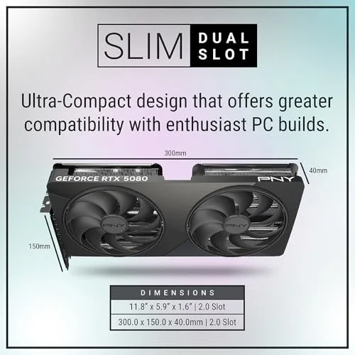 PNY - Carte graphique - NVIDIA Blackwell - GeForce RTX 5080 SLIM OC Dual Fan - 16 Go - vue 3