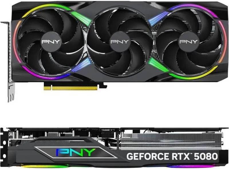 PNY GeForce RTX 5080 ARGB Overclocké Triple ventilateur 16 Go GDDR7 Reflex 2 RTX image 2