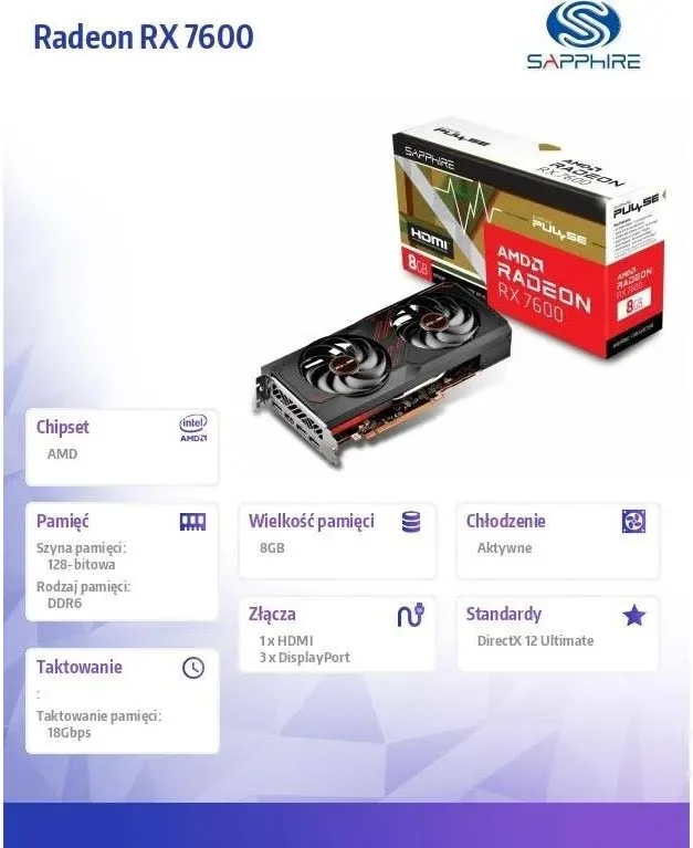 Sapphire AMD Radeon RX 7600 Gaming 8 Go GDDR6 Pulse image 3