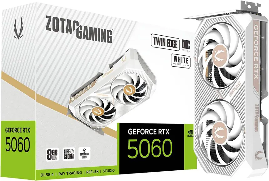 Zotac GeForce RTX 5060 Twin Edge OC White Edition 8GB GDDR7 Reflex 2 RTX image 1