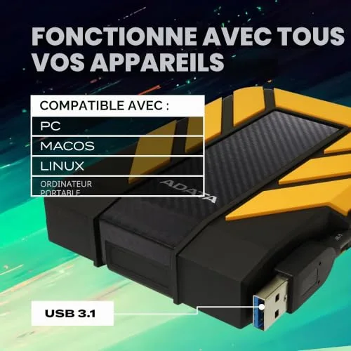 ADATA HD710P 1 To Jaune - vue 5