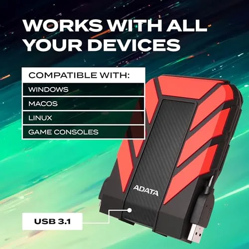 ADATA HD710P 1 To Rouge - vue 5