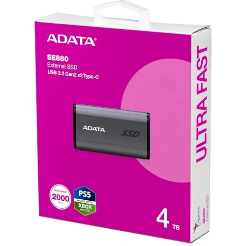 Disque dur externe - ADATA - SE880 - 4 To - Ultra-rapide - USB 3.2 Gen2x2 Type-C - vue 5