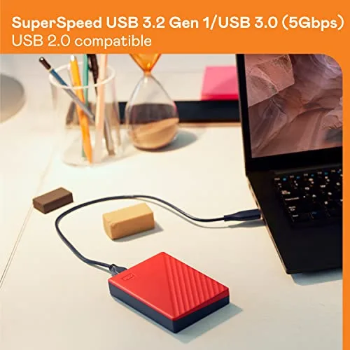 Disque Dur Externe WD My Passport 2 To Rouge - vue 5