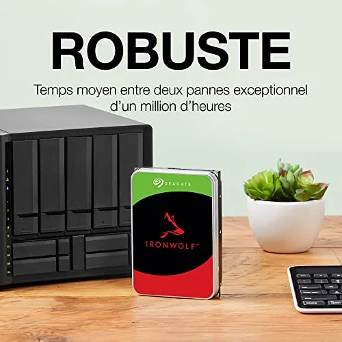 Disque dur interne 4TB - Seagate - IronWolf - 35 pouces - 4000 Go - 5400 RPM - Serial ATA III - NAS - 256 Mo cache - vue 5