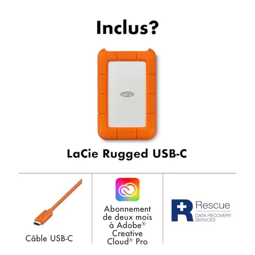LaCie Rugged USB-C 5 To - vue 3
