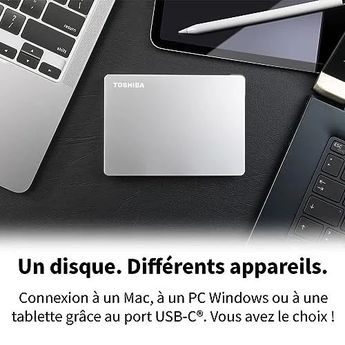 Toshiba Canvio Flex 1 To Argent - vue 3