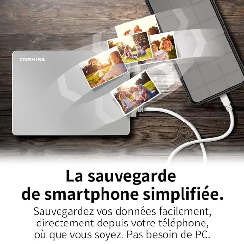 Toshiba Canvio Flex 1 To Argent - vue 5