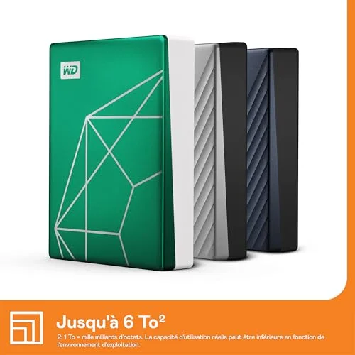 WD My Passport Ultra 6 To - Stockage externe portable - Disque dur externe - Edition 20e anniversaire - Emeraude - vue 3