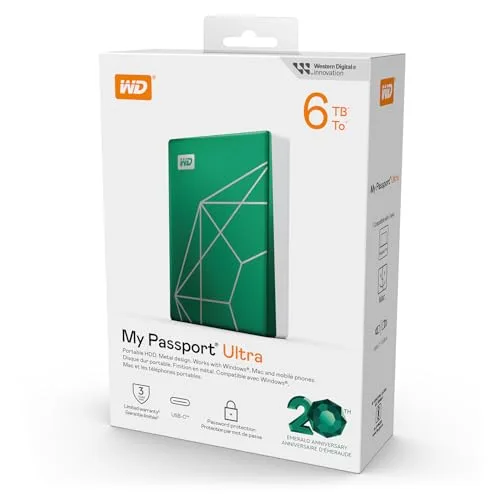WD My Passport Ultra 6 To - Stockage externe portable - Disque dur externe - Edition 20e anniversaire - Emeraude - vue 6
