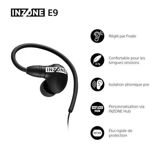 Ecouteurs filaires gaming intra-auriculaires Sony Inzone E9 IERG900W.CE7 Noir - vue 2
