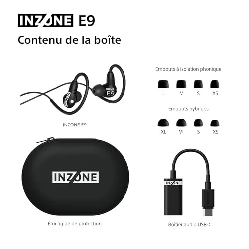 Ecouteurs filaires gaming intra-auriculaires Sony Inzone E9 IERG900W.CE7 Noir - vue 8
