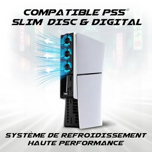 Ventilateur de refroidissement - AKUMA - PS5 Slim - Silencieux - 3 Ventilateurs - USB 3.0 - vue 2
