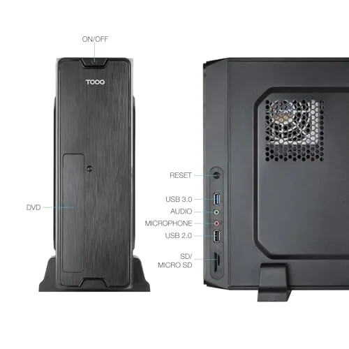 Boîtier Slim Micro-ATX/Mini-ITX - TOOQ - TQC-3007U3C - Alimentation 500W incluse - Noir - USB 3.0 - vue 2