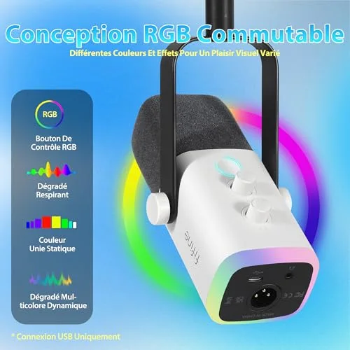 FIFINE AM8 microphone USB/XLR dynamique RGB - vue 5