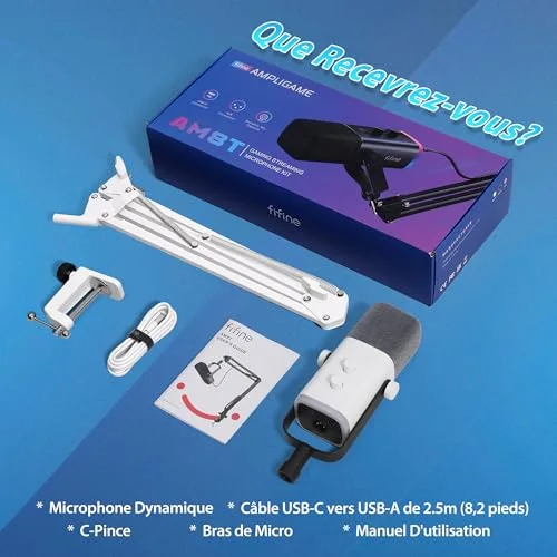 FIFINE AM8 microphone USB/XLR dynamique RGB - vue 8