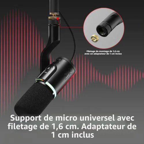 Microphone HyperX FlipCast USB XLR dynamique - vue 9