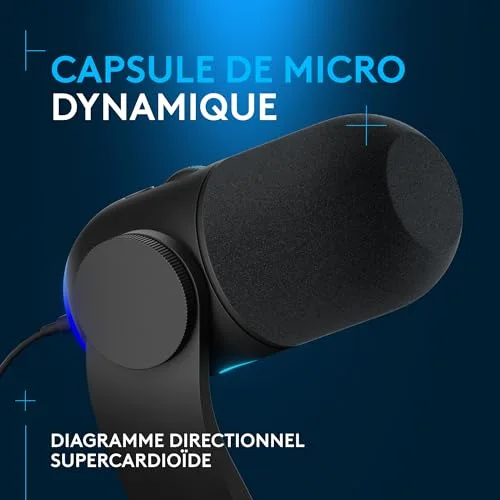 Microphone Logitech G Yeti GX noir - vue 2