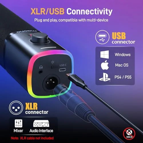 Microphone Maono PD100X USB/XLR RGB - vue 2