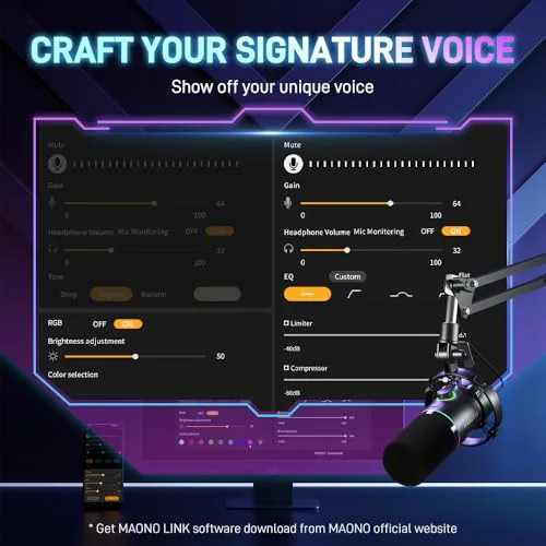 Microphone Maono PD200X XLR/USB RGB - vue 3
