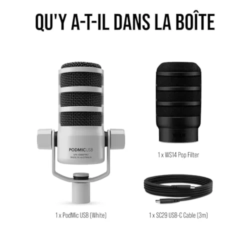 RØDE PodMic USB White Microphone dynamique cardioïde - vue 8