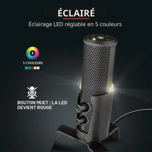 Trust GXT 258 Fyru Noir Microphone PC - vue 2
