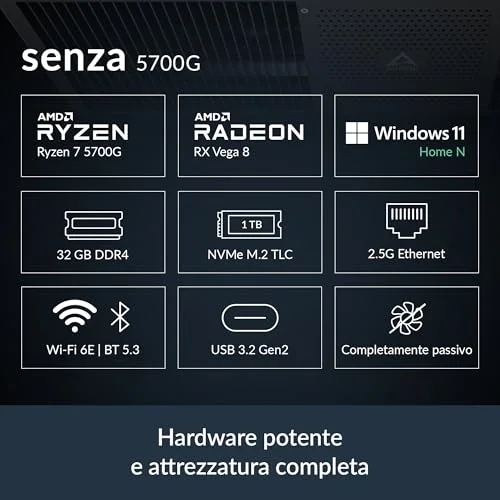 Mini PC Arctic Senza 5700G 32GB 1TB - vue 2