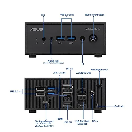Mini PC Asus PN42-SN004AV Intel N100 4GB 128GB - vue 3