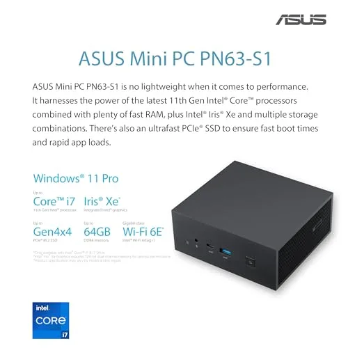 ASUS PN63-BS3018MDS1 i3-1115G4 Wi‑Fi 6 - vue 4