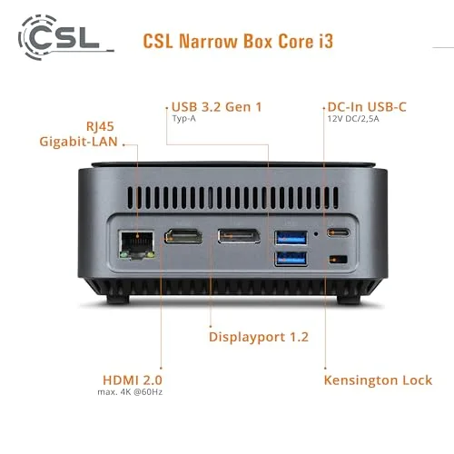 Mini PC CSL Narrow Box i3-N305 16GB 4000GB - vue 4