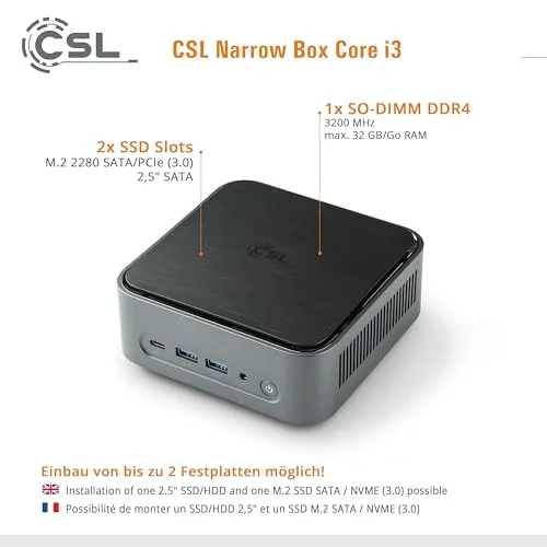 Mini PC CSL Narrow Box i3-N305 32GB 4TB - vue 5