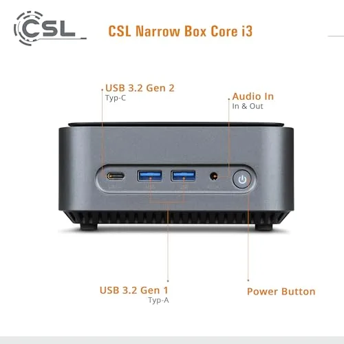 Mini PC CSL Narrow Box i3-N305 8GB 2TB - vue 3