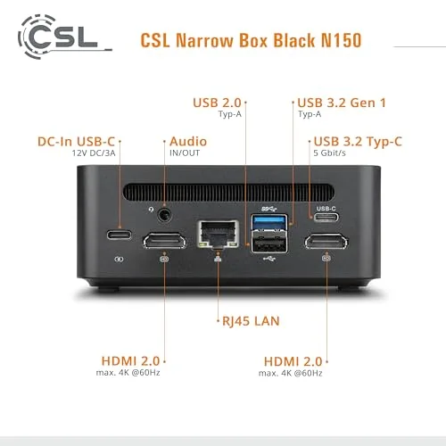 Mini PC CSL Narrow Box Intel N150/32GB/4TB - vue 4