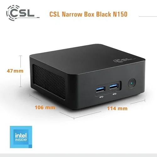 Mini PC CSL Narrow Box Intel N150 32GB 500GB - vue 2