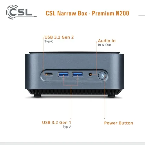 Mini PC CSL Narrow Box Premium Intel N200 8GB 4TB - vue 3
