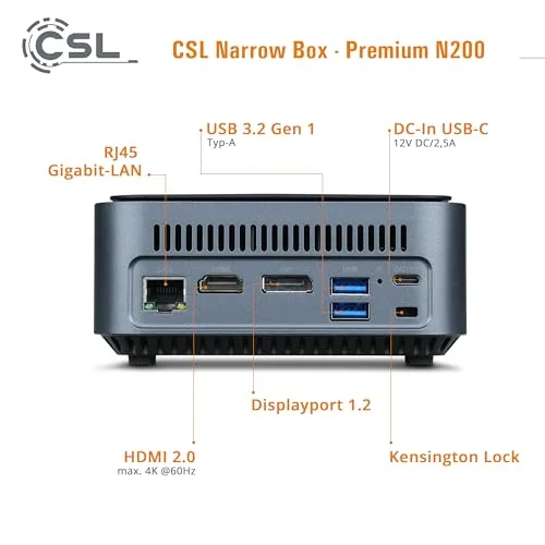 Mini PC CSL Narrow Box Premium Intel N200 8GB 4TB - vue 4
