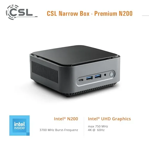 Mini PC CSL Narrow Box Premium Intel N200 8GB 500GB - vue 6