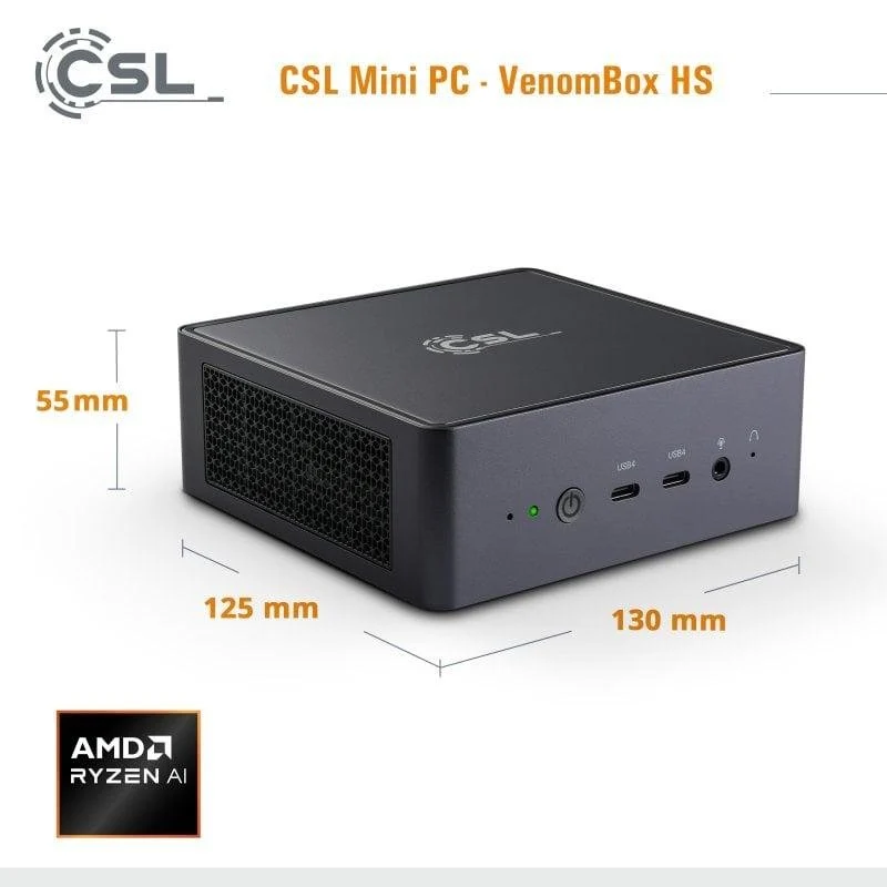Mini PC CSL Venombox AMD Ryzen 7 8845HS/64GB/4TB - vue 2