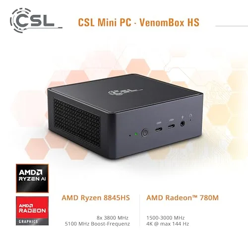 Mini PC CSL VenomBox HS Ryzen 7 7840HS 16GB 2TB - vue 6